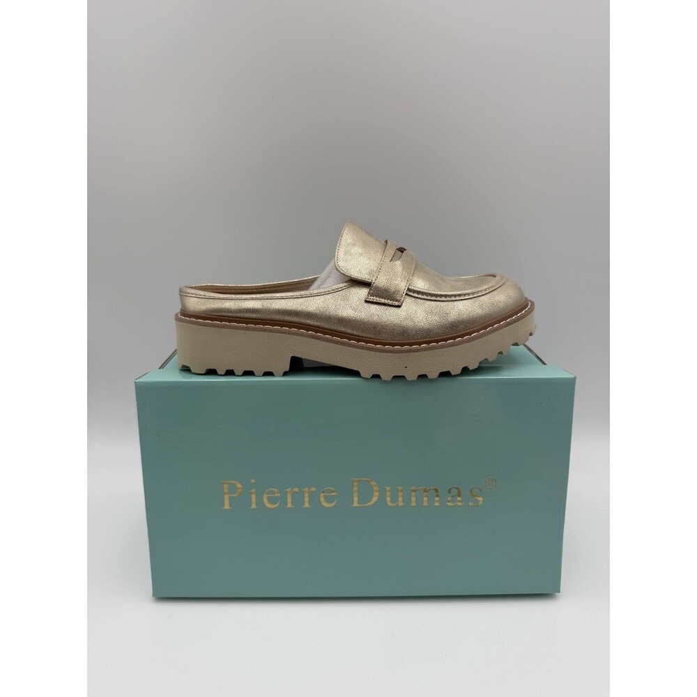 Pierre Dumas Mora-4 Gold Mule Loafers Platform Slides Size 9 82511 207